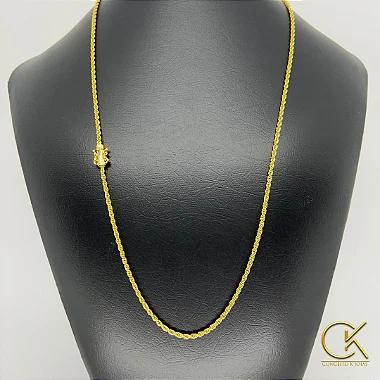 Corrente Cordão Baiano 2,5mm - Fecho Canhão Duplo - 60/70cm - Banhada a Ouro 18k, conceitokjoias.com.br